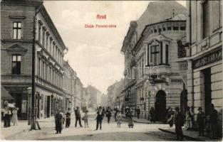 1908 Arad, Deák Ferenc utca, Ruzsek Ferenc üzlete, gyógyszertár / street, shops, pharmacy