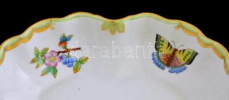 Herendi Viktória mintás kínáló tál. Kézzel festett, jelzett, hibátlan. d: 22 cm