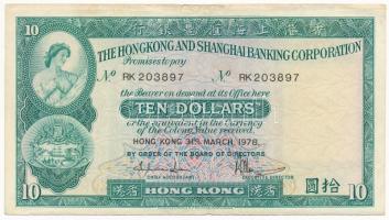 Hongkong 1978. 10$ T:III Hong Kong 1978. 10 Dollars C:F Krause 182