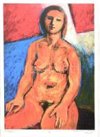 Aknay János (1949-): Fiatal nő. Szitanyomat, merített papír, jelzett, számozott: 1/10. 54,5×38,5 cm