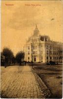 1906 Temesvár, Timisoara; Temes-Béga palota, villamos. W.L. 140. / Timis-Bega river regulation palace, tram (ázott sarok / wet corner)