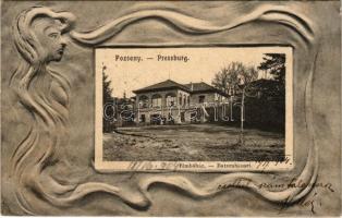 1904 Pozsony, Pressburg, Bratislava; Bimbóház étterem. Gelbers Ansichtskarten Ausstellung / Batzenhäusel / restaurant. Art Nouveau (fl)