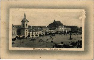 1912 Marosvásárhely, Targu Mures; Széchenyi tér, piac, József Emil kiadása / market square, shops (felszíni sérülés / surface damage)