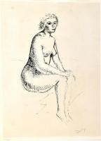 André Derain (Chatou, 1880-1954): Női akt. Computer print, papír. Jelzett a printen. Számozott: 390/450. Lap bal alsó sarkában Grafiche Milani Editriche szárazpecséttel. Papírra kasírozva. 48x36 cm