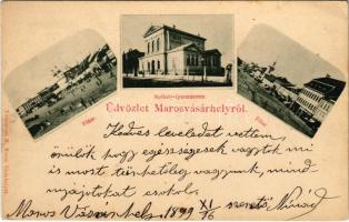 1899 (Vorläufer) Marosvásárhely, Targu Mures; Fő tér, Székely iparmúzeum. Temesvári M. kiadása / main square, museum (EK)