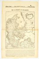 1863 Dänemark und Schlewigholstein, Island, Far-Oer fametszetű térképe, hajtott, kis szakadással, 28x22 cm