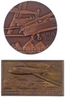 Románia 1982. "Bukaresti Repülési Társaság - Rombac 1-11 próbarepülés" Br plakett (41x71mm) + 1985. "A.S. "Aeronautica" Bucuresti - Az afrikai rajtaütés emlékérem" Br emlékérem (60mm) T:2 Romanai 1982. "Airline Bucharest - First Rhombus Test Flight" Br plaque (41x71mm) + 1985. "A.S. "Aeronautica" Bucuresti - "In memoriam" Raidul African" Br commemorative medallion (60mm) C:XF