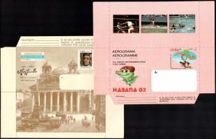 cca 1982-1983 15 db Kubai Aerograma/Arogramme boríték, felhasználatlan, összeragasztatlan borítékok, nyomdai állapotban.