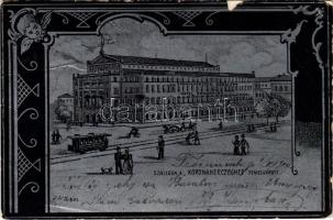 1900 Temesvár, Timisoara; Szálloda a "Koronaherceghez". szecessziós fémes hatású fóliás képeslap / hotel. Art Nouveau metallic foil postcard (EB)