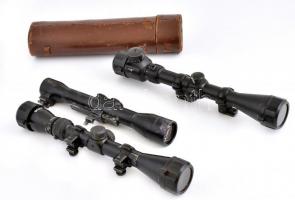 3 db vadászpuska távcső, kettő tokkal egyik Hubertus jelzéssel