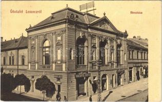 1910 Losonc, Lucenec; Városháza, László Emil, Hochfelder D. üzlete. W. L. Bp. 5946. / town hall, shops (EK)