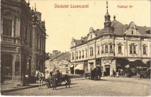 1909 Losonc, Lucenec; Kubinyi tér, üzletek. W. L. Bp. 5948. / square, street view, shops
