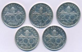 1992. 200Ft Ag "MNB" (5x) T:1-
Adamo F13