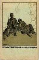 Heimkehrer aus Russland. Feldpostkarte / WWI K.u.K. military art postcard from Russia s: E. Kutzer (EK)