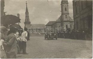 1909 Losonc, Lucenec; utca, autóverseny, automobil / street view, car race, automobile. photo