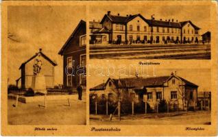 1944 Pusztaszabolcs, Hősök szobra, vasútállomás, községháza