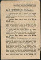 1945 Am nimmermehrstag.., szovjet propaganda röplap a körülzárt Budapest német védőinek, német nyelven, foltos, szakadt, 21x14 cm