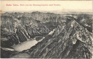 Tátra, Magas-Tátra, Vysoké Tatry; Blick von der Meeraugenspitze nach Norden / látkép a Tengerszem-csúcsról / general view, mountains (vágott / cut)