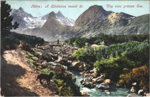 1910 Tátra, Magas-Tátra, Vysoké Tatry; Weg zum Grünen See / A Zöld-tóhoz vezető út. Cattarino S. utóda Földes Samu kiadása 188. sz. / road to the lake / Zelené pleso (EK)