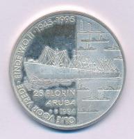 Aruba 1994. 25F Ag "Beatrix / Olaj a békéért" T:2 (PP) Aruba 1994. 25 Florin Ag "Beatrix / Oil for Peace (WWII)" C:XF (PP) Krause KM# 11