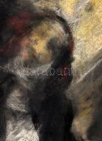 Kárpáti Tamás (1949-): Krisztus (eredetileg cím nélkül), 2003. Pasztell, papír, jelzett a lap hátold...