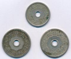 Japán 1920. 5s Cu-Ni + 1922. 10s Cu-Ni + 1928. 10s Cu-Ni T:2,2- Japan 1920. 5 Sen Cu-Ni + 1922. 10 Sen Cu-Ni + 1928. 10 Sen Cu-Ni C:XF,VF