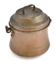 Fedeles, hordozható réz edény. d: 19 cm m: 20 cm