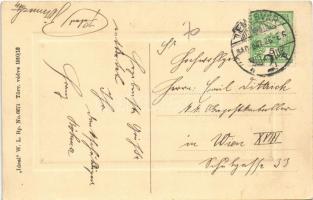 1910 Temesvár, Timisoara; a szabályozott Béga csatorna új hídja, villamosok. "Ideal" W. L....