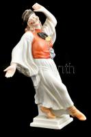 Herendi táncoló juhász, kézzel festett, jelzett, hibátlan, m: 32 cm