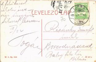 1911 Lippa, Lipova; Főhíd utca, magyar zászló, katonák, szálloda és kávéház. W. L. Bp. 3060. / Haupt...