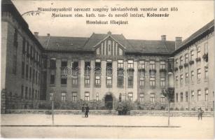 1915 Kolozsvár, Cluj; Miasszonyunkról nevezett szegény iskolanővérek vezetése alatt álló Marianum római katolikus tan- és nevelőintézet, homlokzat, főbejárat / Catholic school (EK)