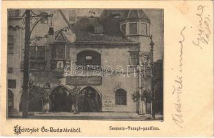 1899 Budapest XIV. Ős-Budavára, Secessio-Pezsgő pavilon (vágott / cut)