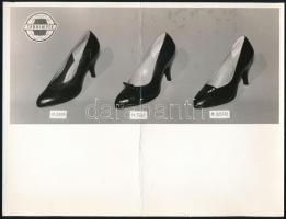 cca 1950-60 Leichtner Erzsébet (1915-2007): 3 db felvétel a kor divatos női cipőiról, egyik a TANNIMPEX Bőr- és Szőrme Külkereskedelmi Vállalat logójával, jelzés nélküli vintage fotók, egyik törésnyommal a fotó közepén. Proveniencia. a művész hagyatékából. 24x18 cm.