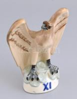 Royal Dux Csehszlovákia Sokol játékok XI. jelzésű porcelán sas. Kézzel festett. jelzett, kis kopással / Royal Dux Czechoslovakia Sokol XI eagle figurine 17 cm
