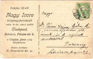 1910 Nagy Imre virágnagykereskedő a Czigány János czég tulajdonosának reklámja. Budapest, Fővám tér 6. (EK)