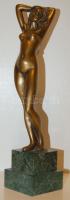 Női bronzszobor márványtalapzaton 30 cm magas