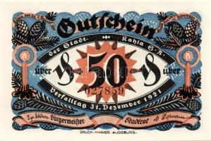 Német Birodalom/Weimari Köztársaság/ Kahla 1921. 50Pf(6x) 6klf db, teljes sor T:I