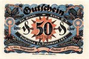 Német Birodalom/Weimari Köztársaság/ Kahla 1921. 50Pf(6x) 6klf db, teljes sor T:I