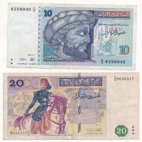 Tunézia 1992. 20D + 1994. 10D T:III  Tunisia 1992. 20 Dinars + 1994. 10 Dinars C:F