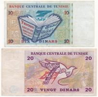 Tunézia 1992. 20D + 1994. 10D T:III 
Tunisia 1992. 20 Dinars + 1994. 10 Dinars C:F