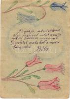 1943 Tábori posta levelezőlap saját kezű rajzzal / WWII Hungarian military greeting. hand drawn (EK)