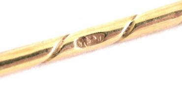 Arany (Au) 14K melltű, kövekkel, jelzett, h: 6,5 cm, bruttó: 2,26 g