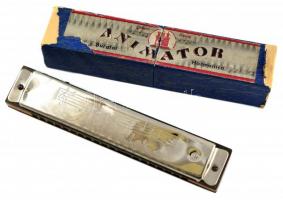 Burgtor Animator harmonika, eredeti sérült dobozával, kopásnyomokkal, h: 15,5 cm