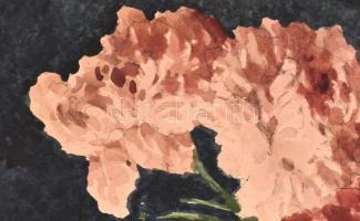 Komáromi Kacz Endréné (1883-1954): Virágcsendélet. Akvarell, papír, jelzett. lap alján apró felületi...