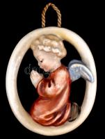 Hummel kerámia angyalka, kézzel festett, jelzett, mázrepedéssel, 9,5×8 cm