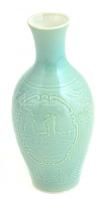 Koreai seladon mázas váza, jelzett, hibátlan, m: 21 cm