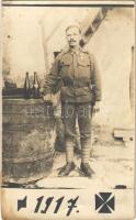 1917 Emlékül az olasz frontról, magyar katona / WWI K.u.K. Hungarian soldier from the Italian front. photo (fl)