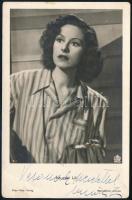 Muráti Lili (1912-2003) színésznő dedikált fotólapja, a fotó sarkán törésnyommal, 14x9 cm