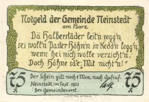 Német Birodalom/Weimari Köztársaság/ Neinstedt 1921. 75Pf(6x) 6klf db, teljes sor T:I