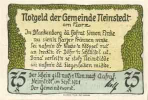 Német Birodalom/Weimari Köztársaság/ Neinstedt 1921. 75Pf(6x) 6klf db, teljes sor T:I
